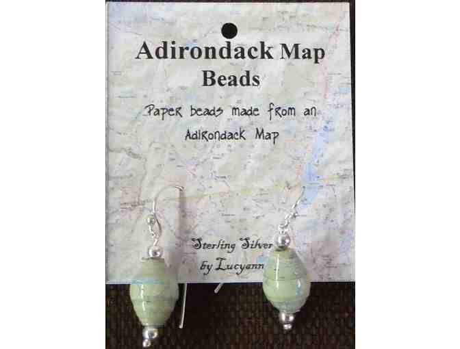 Unique earrings made from an Adirondack map