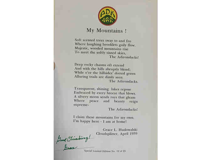 The Adirondack High Peaks and the Forty-Sixers, 1971 2nd Ed. Autograph by Grace Hudowalski