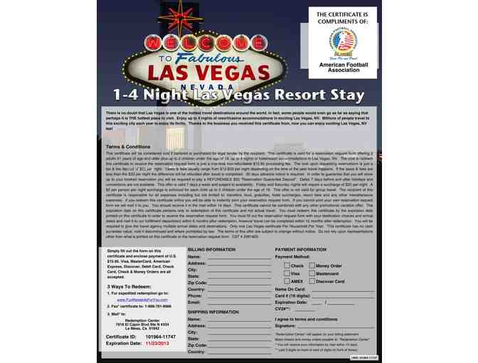 1-4 Night Las Vegas Hotel & Casino (value $1000)