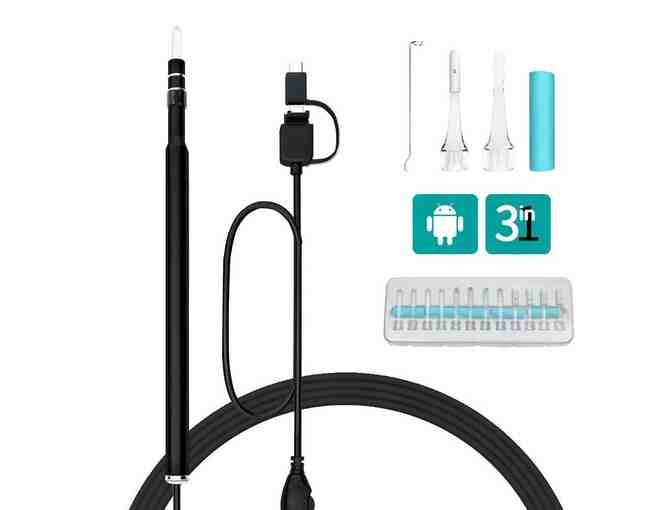 Ear Cleaning Endoscope,3 in 1 Borescope Inspection Ear Wax Remover Tool