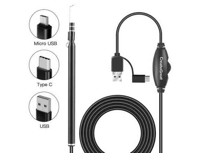 Ear Cleaning Endoscope,3 in 1 Borescope Inspection Ear Wax Remover Tool