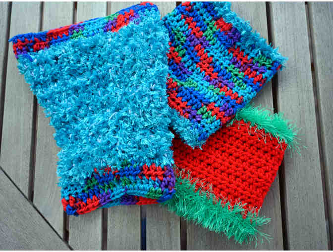 Three Hand Knit Colorful Hound Snoods