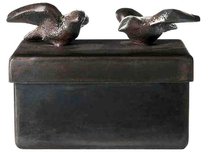 Keepsake Box with Two Cast Iron Swallows