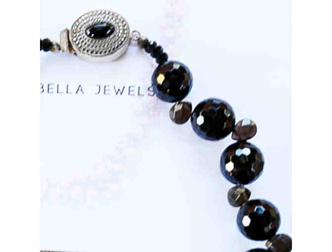 Black Onyx Bead Necklace with Sterling Silver Clasp by Bella Jewels