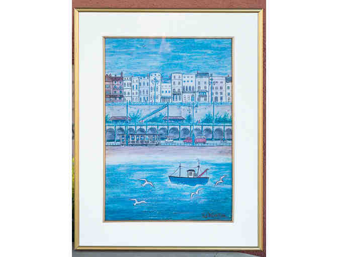 Brighton, Sussex, England Print of Watercolor by S. J. Veateo - Framed - Open Bid Reduced - Photo 1