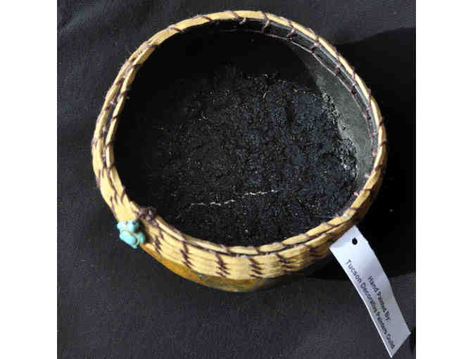 Bowl - Half Gourd With Silver/Turquoise Turtle Ornament Basket/Bowl - Handmade/Painted