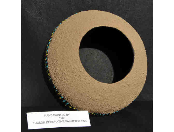 Bowl - Round Gourd Decorated with Beading Design - Handmade/Painted