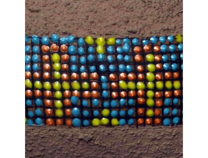 Bowl - Round Gourd Decorated with Beading Design - Handmade/Painted