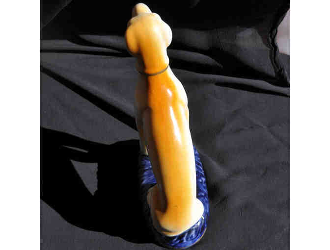 Greyhound/Whippet Seated/Blue Cushion Statue - Staffordshire Ceramic - Opening Bid Reduced