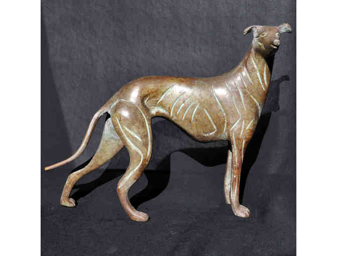 Greyhound Dog Standing Figure Sculpture - Art Deco Metal