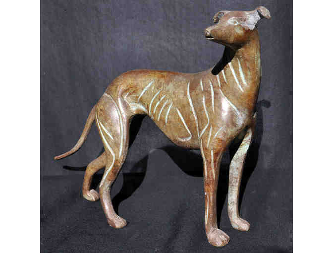 Greyhound Dog Standing Figure Sculpture - Art Deco Metal