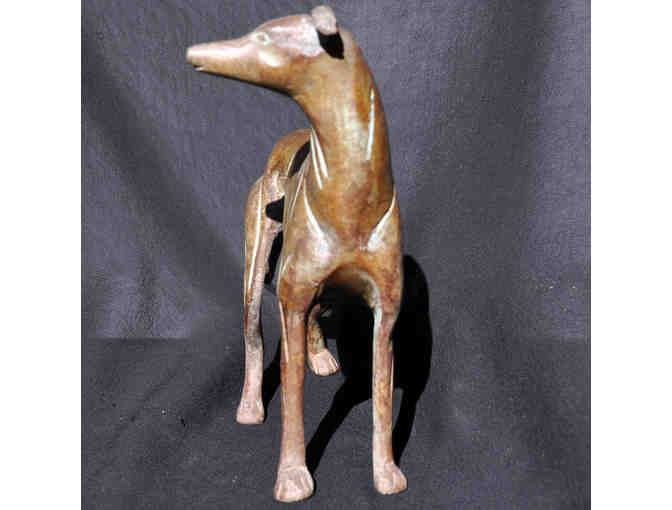 Greyhound Dog Standing Figure Sculpture - Art Deco Metal