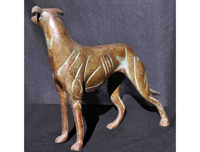 Greyhound Dog Standing Figure Sculpture - Art Deco Metal