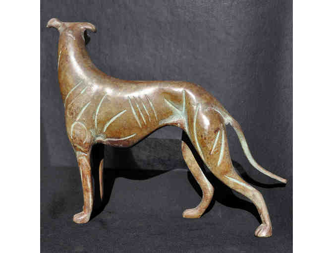 Greyhound Dog Standing Figure Sculpture - Art Deco Metal