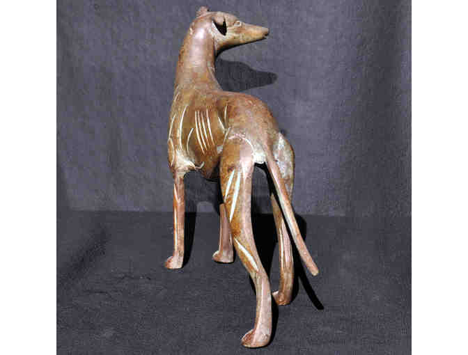 Greyhound Dog Standing Figure Sculpture - Art Deco Metal