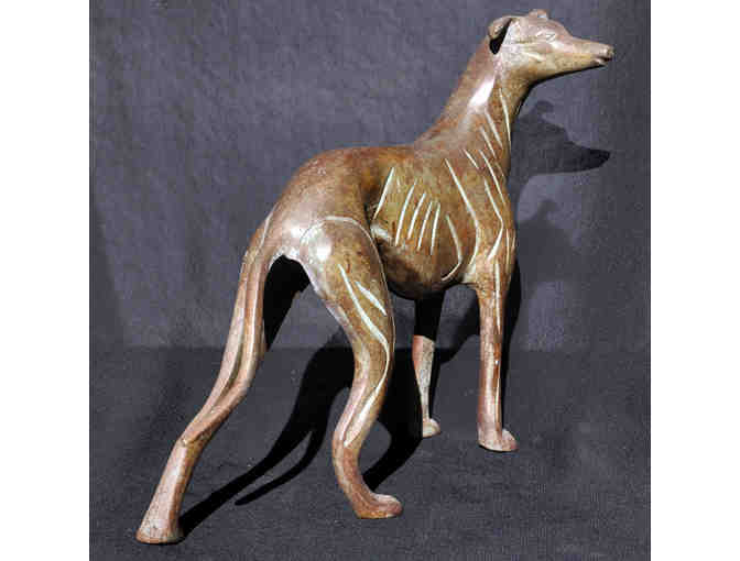 Greyhound Dog Standing Figure Sculpture - Art Deco Metal