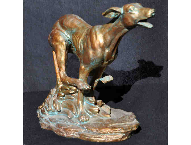 Greyhound Running - Brass Painted Resin Sculpture