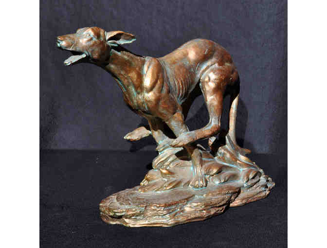 Greyhound Running - Brass Painted Resin Sculpture