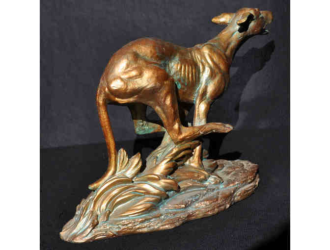 Greyhound Running - Brass Painted Resin Sculpture
