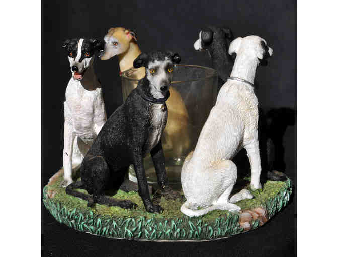 Greyhounds (5) Seated in Circle - Resin - Votive Candle Holder by Continental Creations