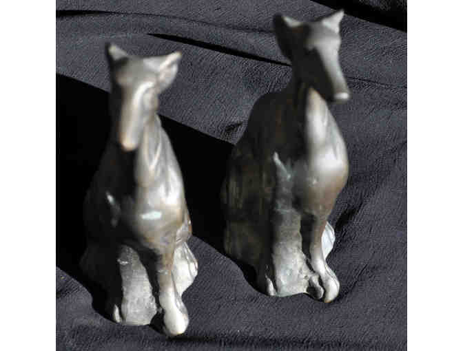 Greyhound/Whippet Sitting Dog Figurines - Bookends/Statue Pair - Brass - Open Bid Reduced