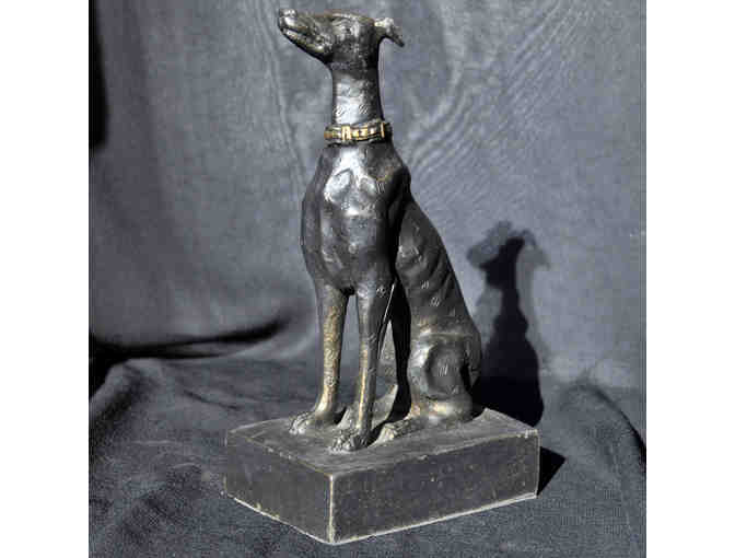 Greyhound/Whippet Sitting Dog Statue on Base - Cast Brass - Open Bid Reduced