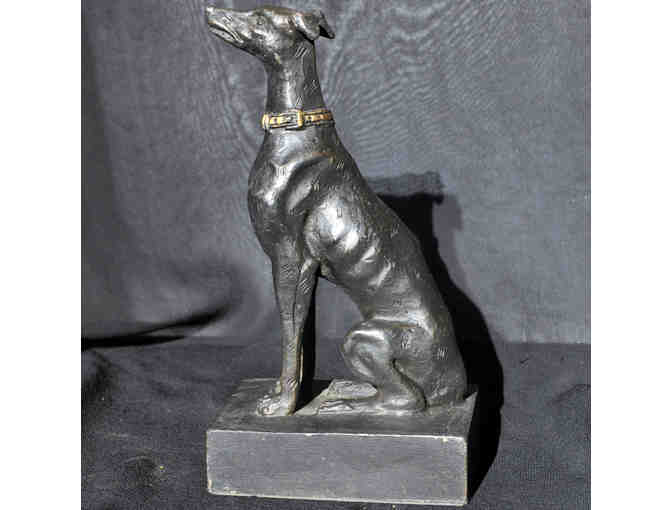 Greyhound/Whippet Sitting Dog Statue on Base - Cast Brass - Open Bid Reduced