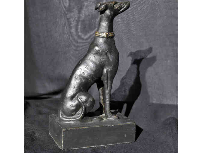 Greyhound/Whippet Sitting Dog Statue on Base - Cast Brass - Open Bid Reduced