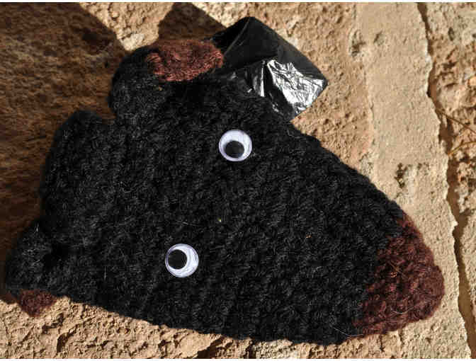Poop Bag Holder With Loop - Hand Knit Greyhound/Whippet Head
