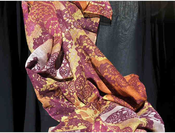 Miche Scarf/Wrap - Willow Design with Purple, Cranberry, and Orange Paisley