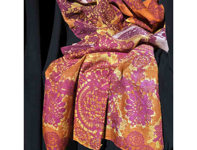 Miche Scarf/Wrap - Willow Design with Purple, Cranberry, and Orange Paisley