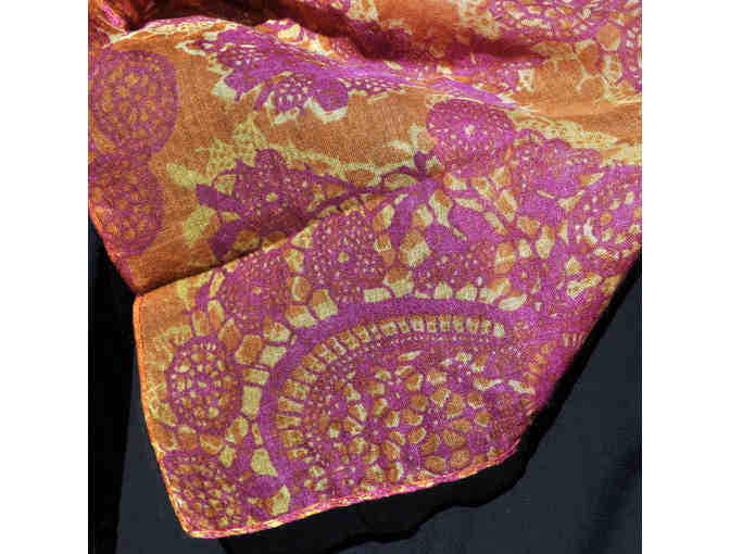 Miche Scarf/Wrap - Willow Design with Purple, Cranberry, and Orange Paisley