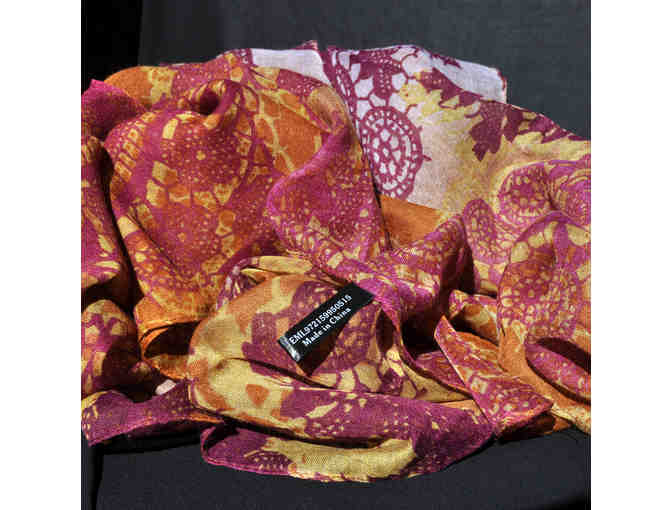 Miche Scarf/Wrap - Willow Design with Purple, Cranberry, and Orange Paisley