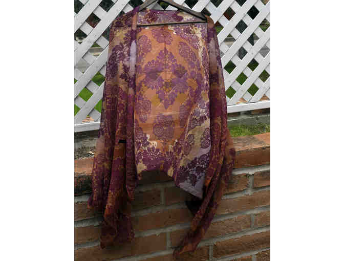 Miche Scarf/Wrap - Willow Design with Purple, Cranberry, and Orange Paisley