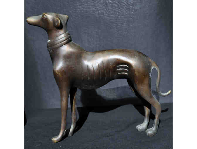 Greyhound/Whippet Standing with Collar - Cast Bronze Sculpture - Opening Bid Reduced