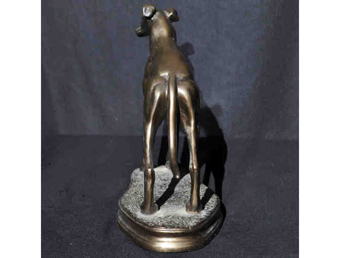 Standing Greyhound/Whippet Statue on Base - Bronze Colored Cast Resin