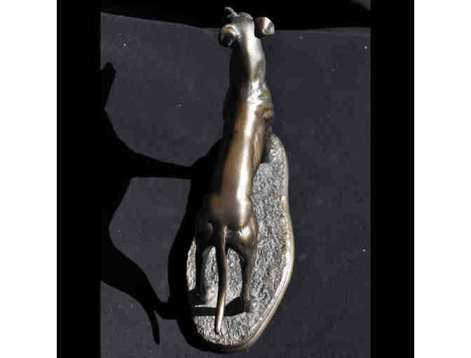 Standing Greyhound/Whippet Statue on Base - Bronze Colored Cast Resin