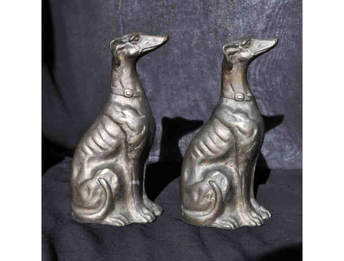 Greyhound/Whippet Sitting Dog Figurines - Bookends/Statue Pair - Brass - Open Bid Reduced