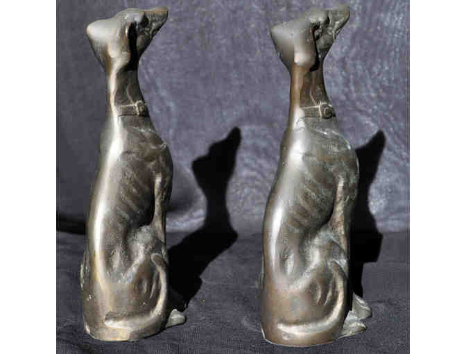 Greyhound/Whippet Sitting Dog Figurines - Bookends/Statue Pair - Brass - Open Bid Reduced