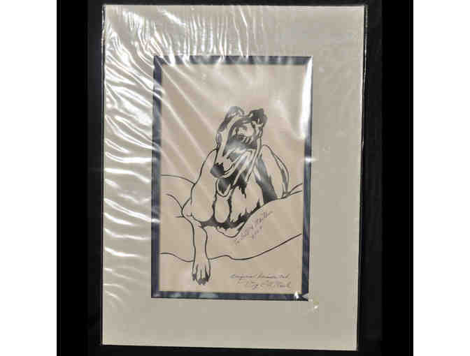 Greyhound - Scissor Cutting, Double Matted/Unframed, By Chuck O'Neal - Open Bid Reduced