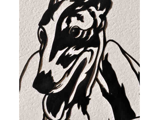 Greyhound - Scissor Cutting, Double Matted/Unframed, By Chuck O'Neal - Open Bid Reduced