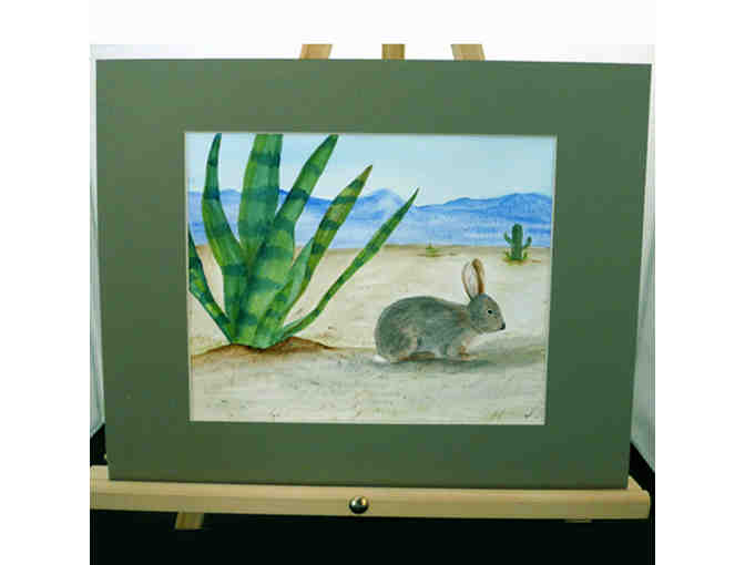 Watercolor - Southwest Scene with Rabbit - Matted/Unframed - Painted by Marlene Koch