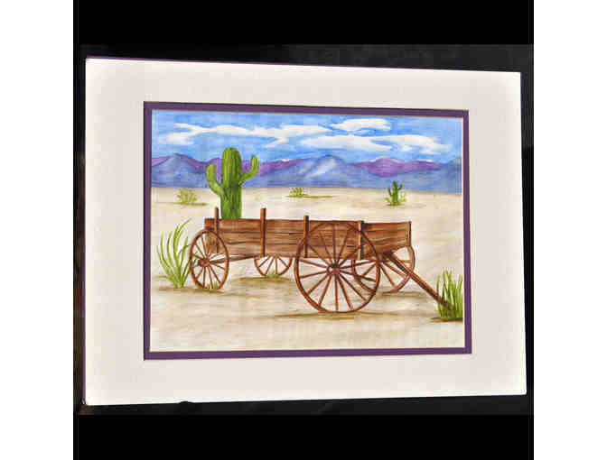 Watercolor - Southwest Scene/Wagon - Matted/Unframed by Marlene Koch - Opening Bid Reduced