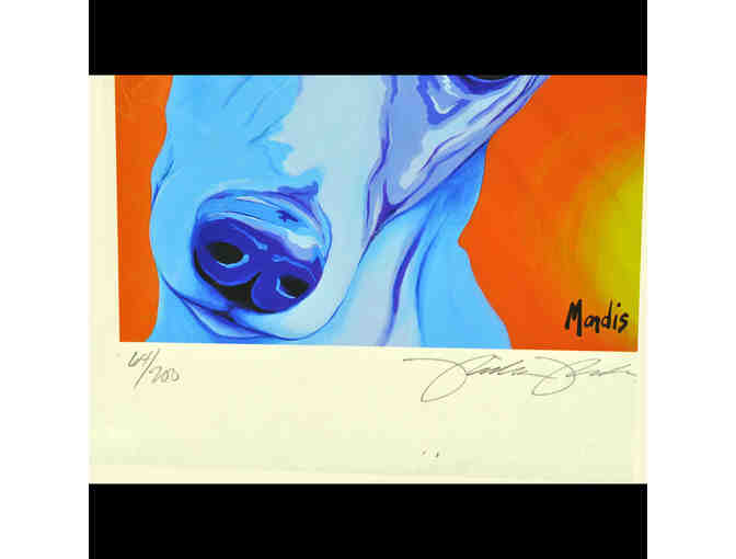 Print of Colorful Greyhound/Whippet - Signed/Numbered/Matted/Unframed - by M. Mondis