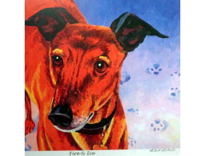Greyhound - 'Fire and Ice' Print - Framed & Matted - by Kent Roberts - Opening Bid Reduced