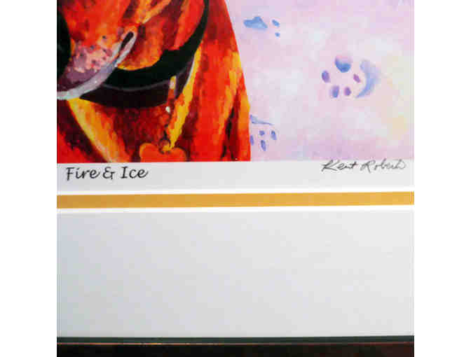 Greyhound - 'Fire and Ice' Print - Framed & Matted - by Kent Roberts - Opening Bid Reduced