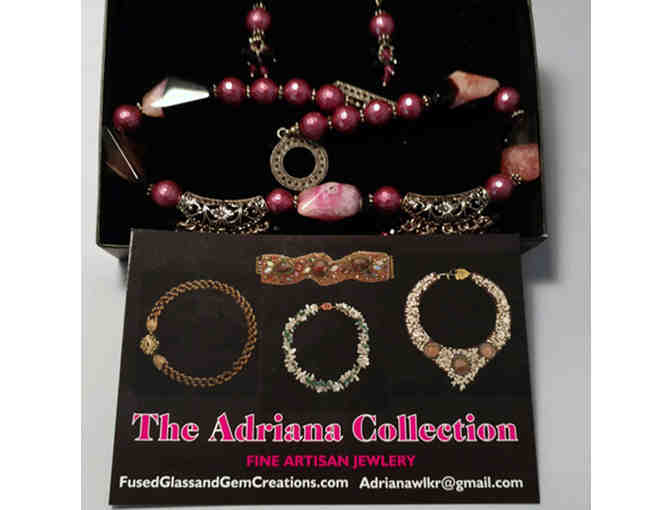 Choker & Earrings - Agate, Swarovski Crystals, Mother of Pearl Beads