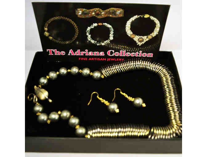 Necklace &amp; Earrings - Pyrite, Hemalyke &amp; Metal Beads - Photo 3