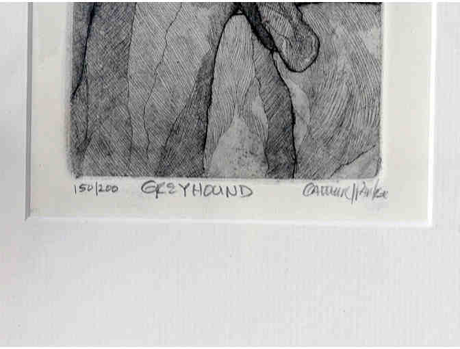 Greyhound Print of a Pen/Brush & Ink Drawing by C. Parke - Framed