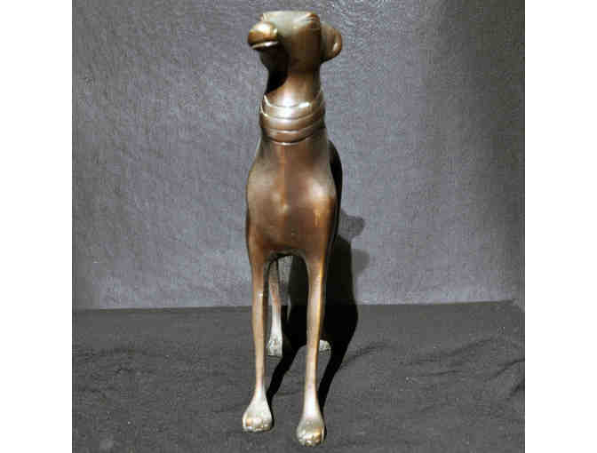 Greyhound/Whippet Standing with Collar - Cast Bronze Sculpture - Photo 3